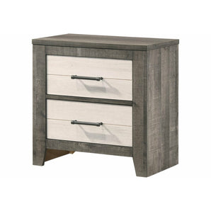 White/Brown Grey 2-Drawer Nightstand - Rhett