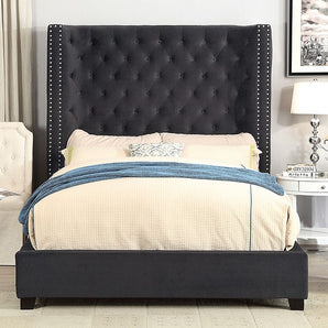 Button Tufted Dark Gray Bed - Rosabelle