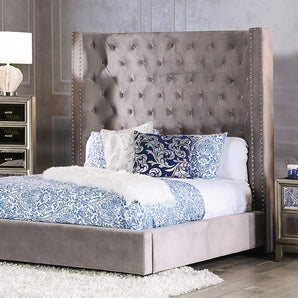 Gray Button Tufted Calking Bed - Rosabelle