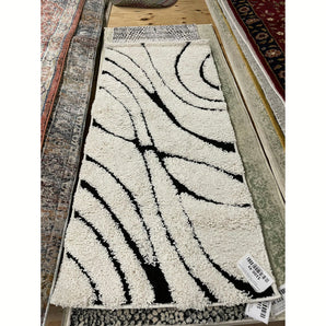 Philadelphia Power Loom Ivory/Black Rug 2'3" by 5'