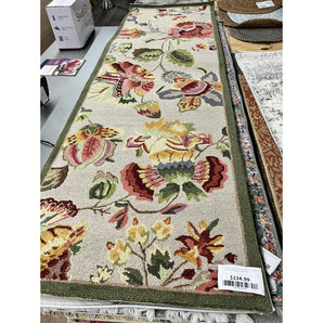 Hollander Floral Hand-Hooked Wool Sage Area Rug, Rug Size: Runner 2'6" x 8'