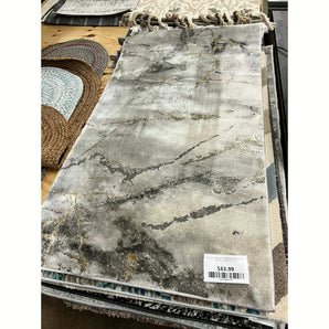 Swindle Abstract Gray/Gold Area Rug, Rug Size: Rectangle 2'3" x 4'
