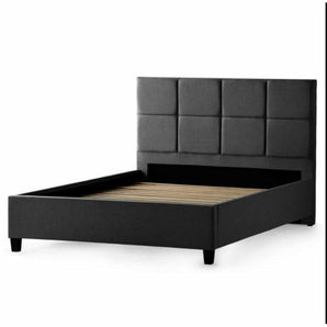 Scoresby Designer Bed features sleek, square tufts that perfectly blend modern, bold, and stylish designs.  Comes in grey, brown and beige and spruce color.