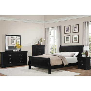 Sleigh Bed, Bedroom Set, Black