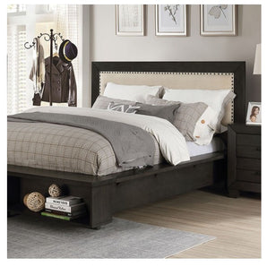 Dark Gray/Beige Upholstered Queen Bed - Sligo