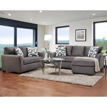 Grey Sofa and Loveseat. Fleece-like material that is super comfortable.