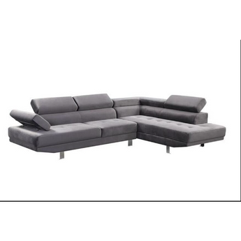Grey Velvet Sectional - Stella