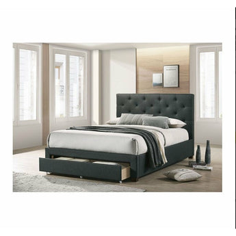 Fully Upholstered Dark Gray Bed - Sybella