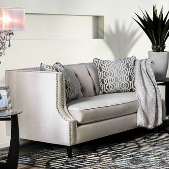 Tegan High Track Arms Loveseat in Beige