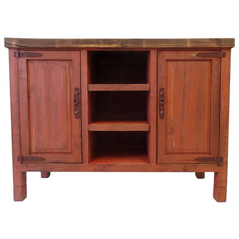 Tequila 83" TV Stand Top Distressed in Red