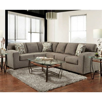 Impulse Espresso Sectional. This 2 piece stationary sectional offers a contemporary silhouette with box seat cushions, ample scale & proportion, including 3 decorative pillows, mixed media cover application combines a soft poly cover accented with decorative finished legs.