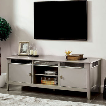 Ernst 72" TV Stand in Black Color. This piece shines with a cutting edge aesthetic, and to take things over the top LED lights are implemented to light up the acrylic posts, giving it a sci-fi look and setting the mood in your living room